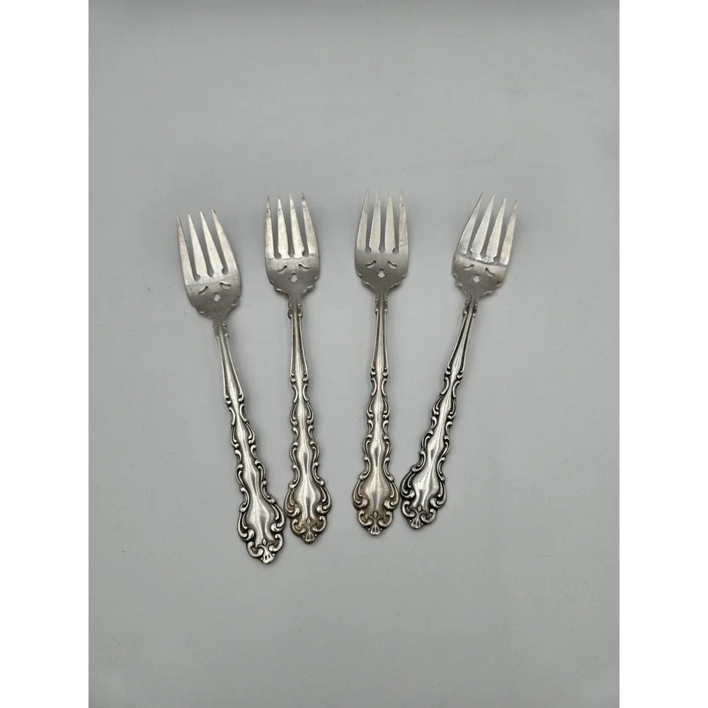 Vintage Community Silverplate Modern Baroque Salad Forks Set Of 4 Silver Plate